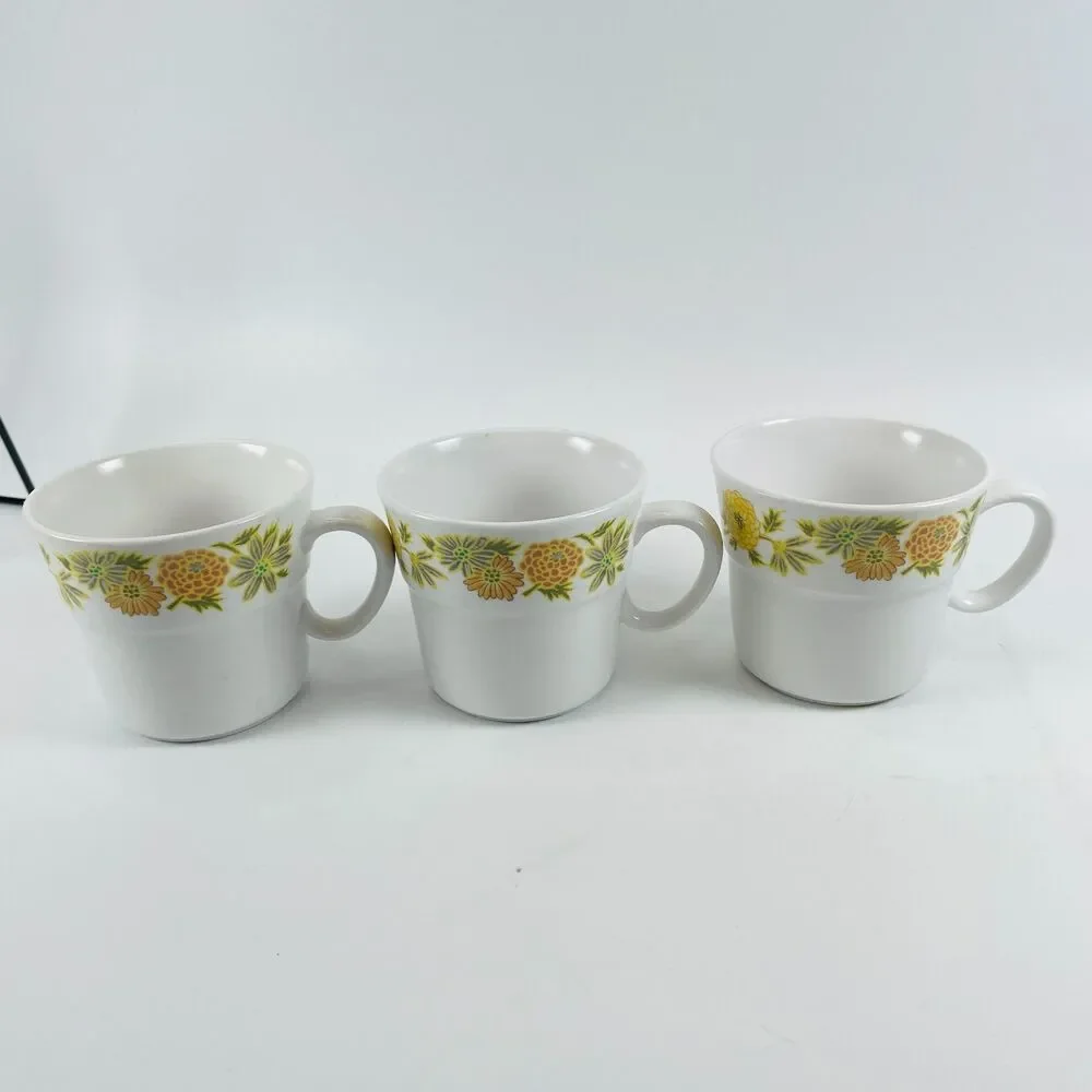 Noritake Progression Sunny Side 9003 Coffee Cups Set of 3 Vintage MCM Japan 1970